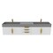 Castello Usa Amazon 84-inch White Vanity Set with Gray Top and Gold Handles CB-MC-84W-GLD-2056-GR - alternate 5